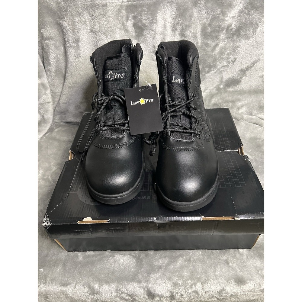 LawPro Men's 6" Tactical Duty Boots Side Zip Black NEW US 12 Wide - Picture 1 of 13